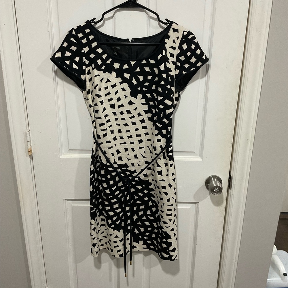 Talbots Black and White Sheath Dress Petite